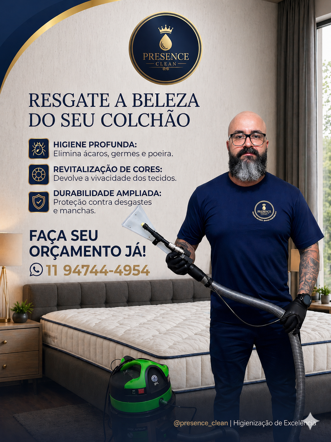 Colchão higienizado pela Presence Clean